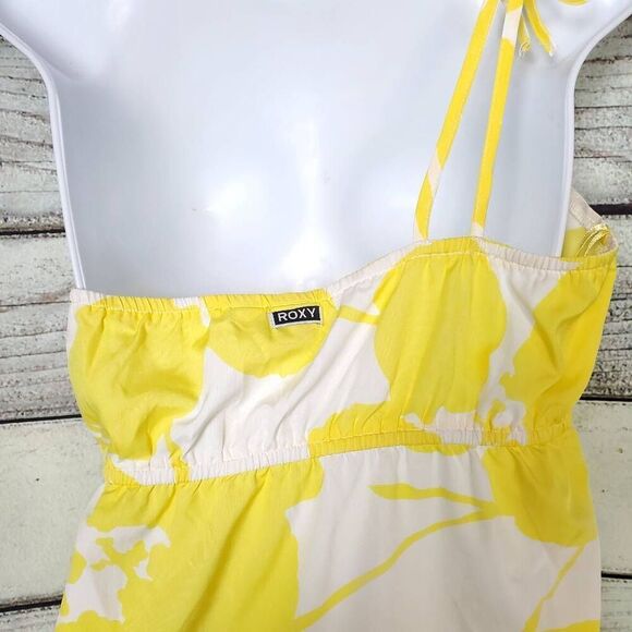 Roxy Women’s Yellow White Floral One Shoulder Dress Size M - Picture 4 of 7